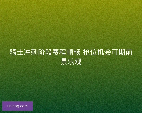 骑士冲刺阶段赛程顺畅 抢位机会可期前景乐观